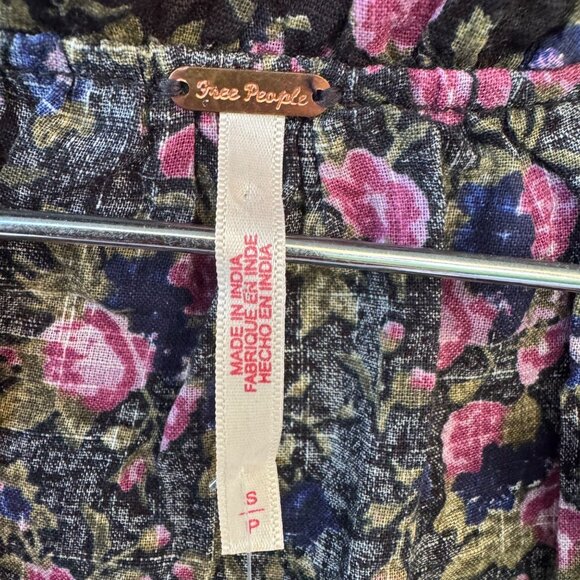 NEW Free People Small Meant To Be Smocked Blouse Floral  Combo Peasant Boho - Picture 8 of 11